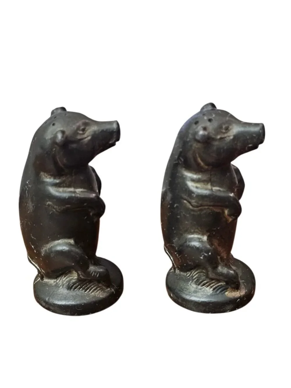 Pewter Set Of Hog Pig Metal Salt & Pepper Shaker No Bottom Plug 2.5 Inch Tall